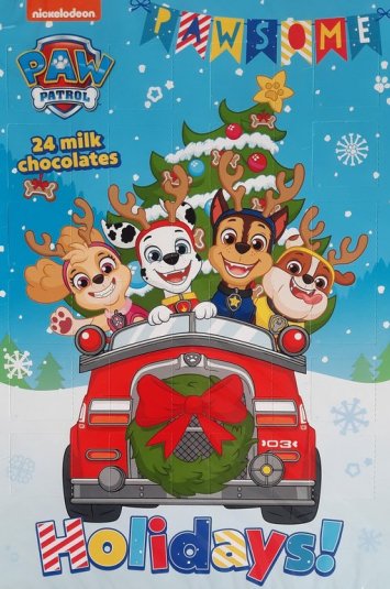 Paw Patrol Adventskalender Kerst 2022 blauw Adventkalender 24 chocolaatjes